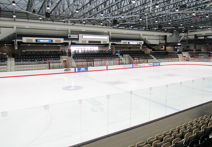 View of the ice rink at the Mason City Arena